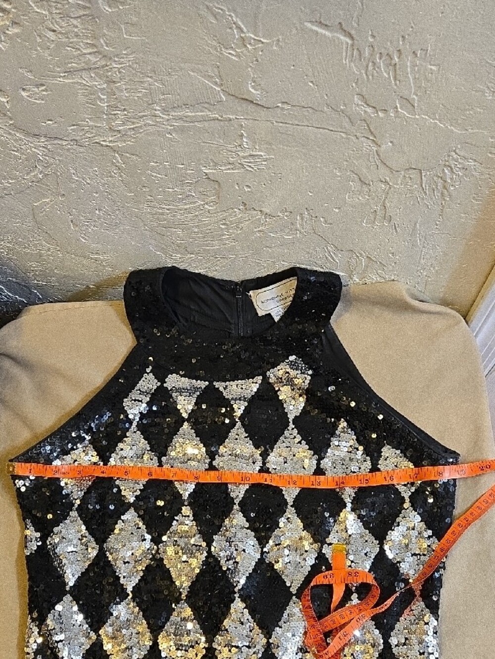 Adrienne Vittadini Black and Silver Harlequin Sequin Maxi Dress - Picture 9 of 9